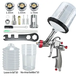 ZHUITU ZT-R500 High Atomization Pneumatic Spray Gun 1.3mm Copper Nozzle 600ml Cup for Auto Furniture Painting HVLP Gravity Feed Kit Professional Set with 360-Degree Rotation & Adjustable Spray Pattern