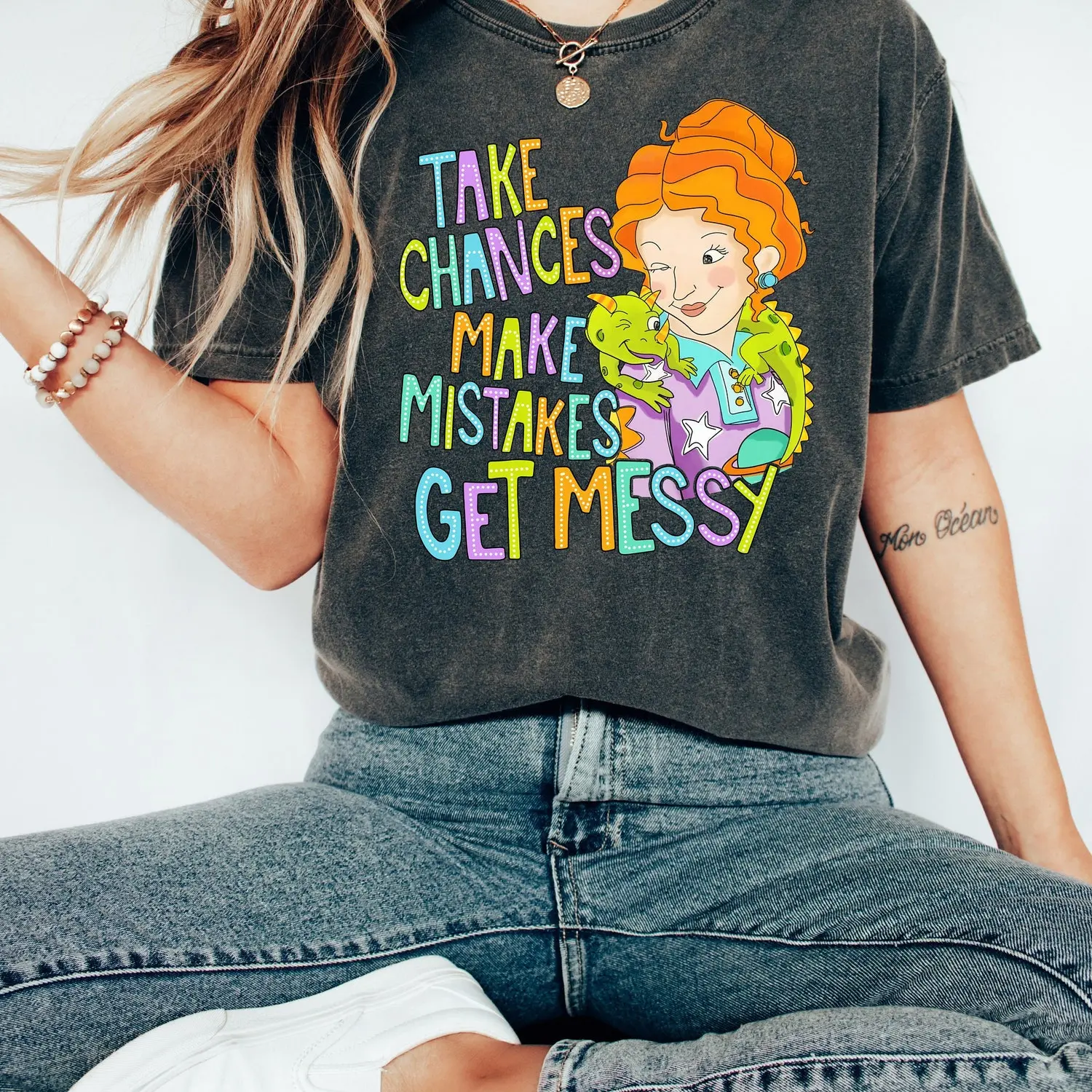 Comfort Colors Take Chances Make Mistakes Get Messy Shirt, Miss Frizzle Shirt, Back to School Shirt, Magic School Bus Shirt, Teacher Shirt, Get Messy Shirt