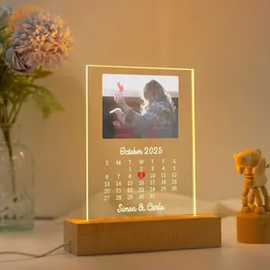Custom Picture Night Light wedding Giftspersonalized Calendar Lamp anniversary Gift For Couple engagement Favor valentines Day Gift