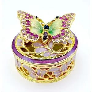Elegant Butterfly  Trinket Boxes.Enameled Decorative Keepsake Ring Box Holder Necklace Earrings Organizer  Decor.Butterfly Gifts for Women