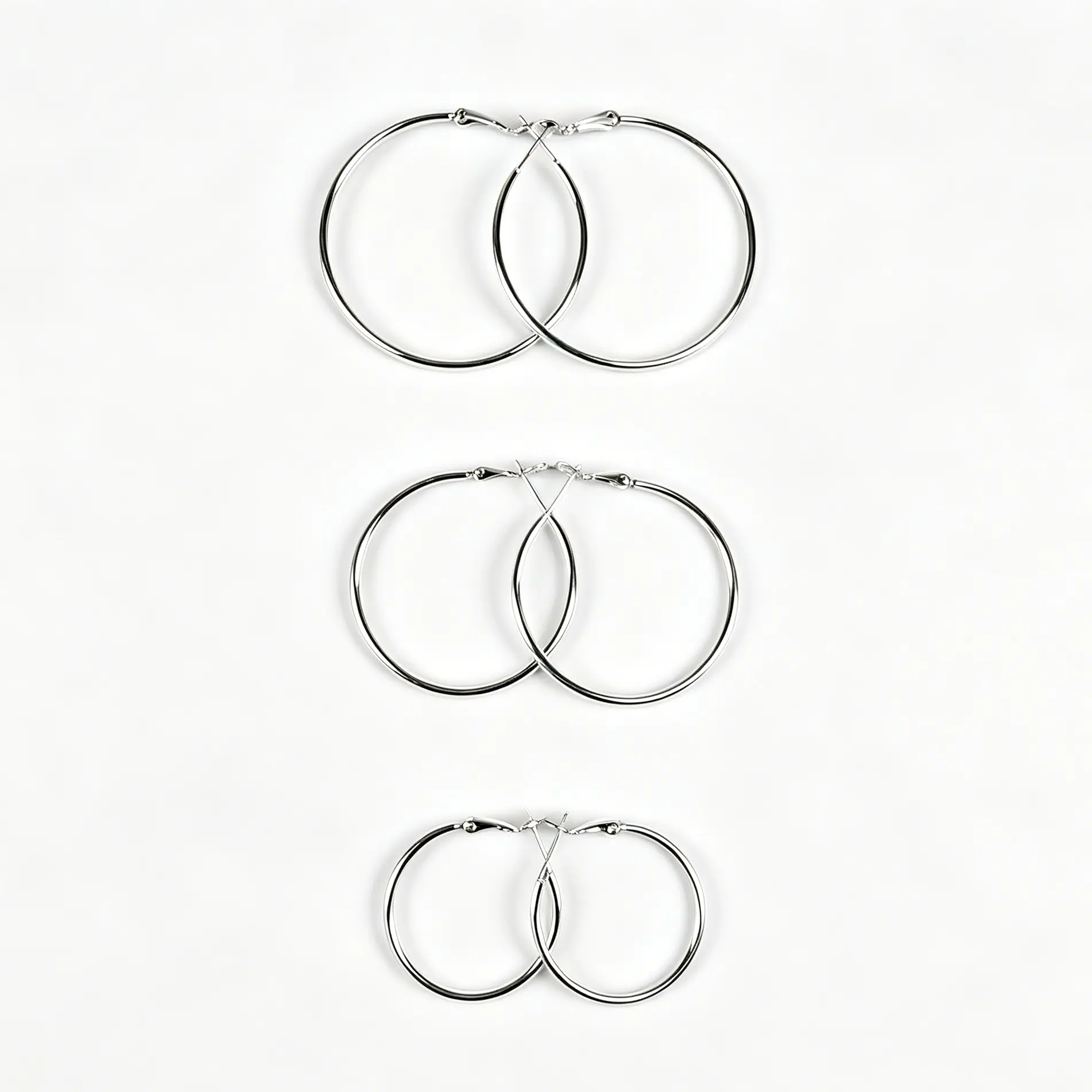 3 Pairs 30 40 50mm Big Silver Hoop Earrings for Women Hypoallergenic 925 Sterling Silver Post Thin Loop Silver Plated Hoop Earrings Set for Women