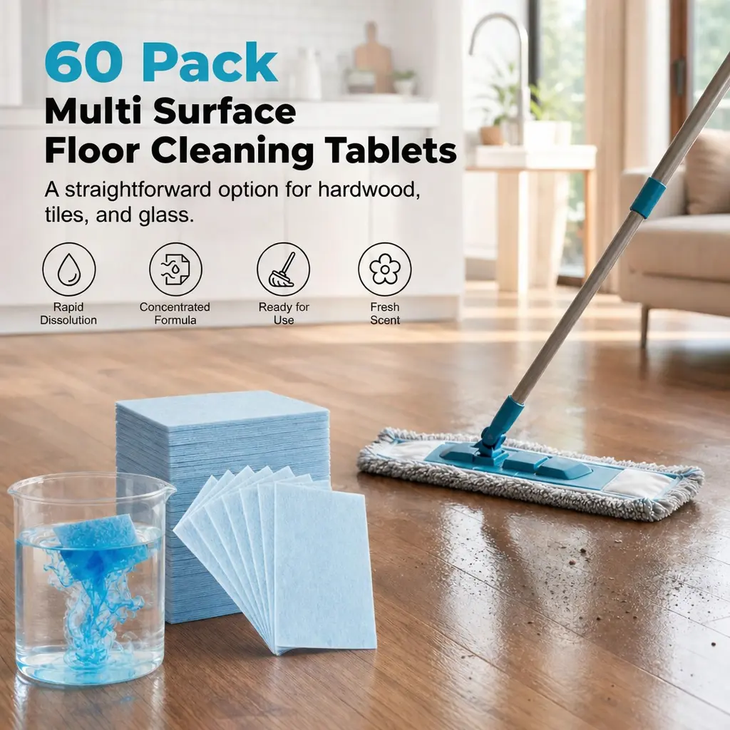 120-Piece Floor Cleaning Tablets, Household Items Multi-Surface Cleaner for Hardwood, Laminate & Tile Floors, Antibacterial Deodorization & Maintenance for RV Walls