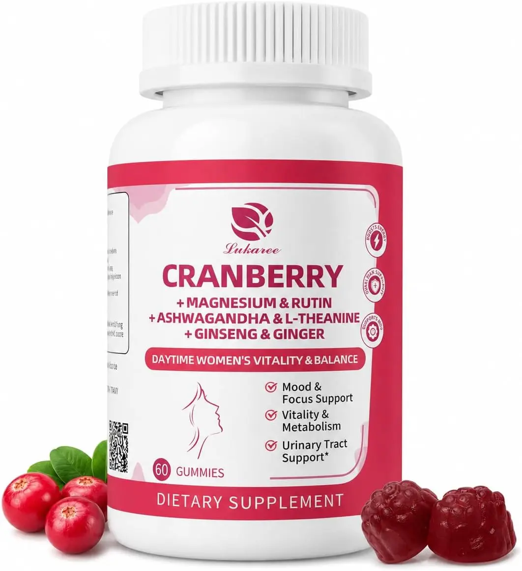 Lukaree Cranberry Gummies with Cranberry Extract, Vitamin C, Selenium & Botanical Blend, Women's Daily Wellness Supplement, Vegan Gummies, 60 Count