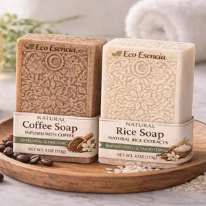 Eco Esencia Coffee & Rice Soap Pack of 2 – Jabones Naturales Exfoliante y Aclarante para Rostro y Cuerpo