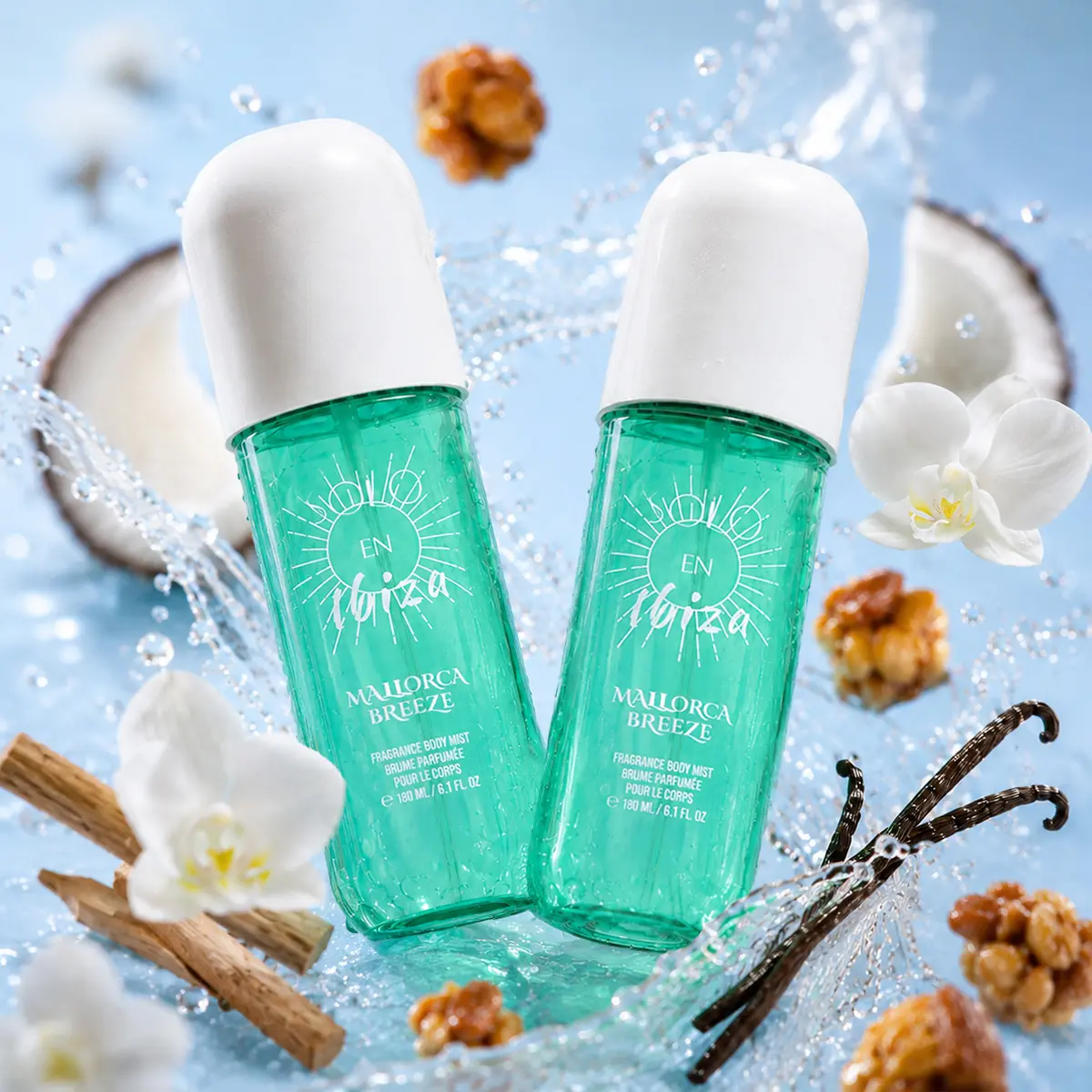 SOLO EN IBIZA Mallorca Breeze Full Size Hair & Body Fragrance Mist - 6.1 fl oz Single Item, with Coconut Cream, Warm Vanilla (Vanillin), Tropical Orchid, Toasted Praline
