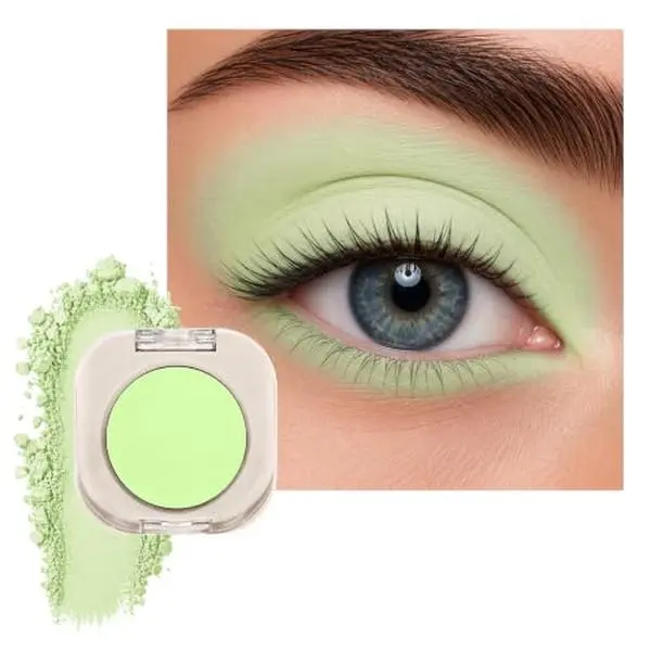 Erinde Avocado Green Matte Single Eye Shadow Palettes Makeup for Women, 18 | Soft Lime Green Natural Cream Eyeshadow Palette for Green Eyes, High Pigment Mini Monochrome Eyeshadow Sombra Para Ojos