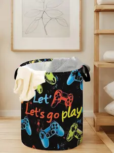 Game Controller Pattern Laundry Basket, Large Capacity Foldable Dirty Clothes Hamper Storage Basket with Handle, Household Storage Organizer for Home