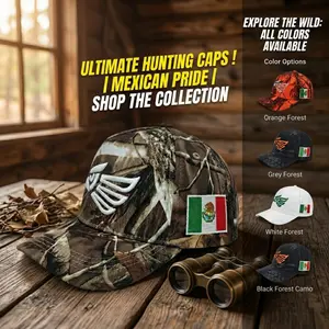 2-Pack Mexican Flag Eagle Embroidered Camo Trucker Hats, Unisex Outdoor Hunting Baseball Caps, Retro Camouflage Snapback Golf Hats for Men Women
