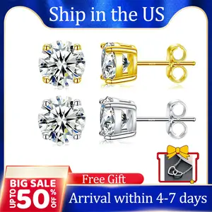[007] Unisex Stud Earring Classic 4-claw Design Jelwery Birthday Mother's Day Gift for Men Women Earring Wedding Fashion Jewelry