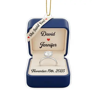 Personalized "She Said Yes" Irregular Acrylic Ornament - Custom Engagement Keepsake, Christmas Holiday Festive Decoration