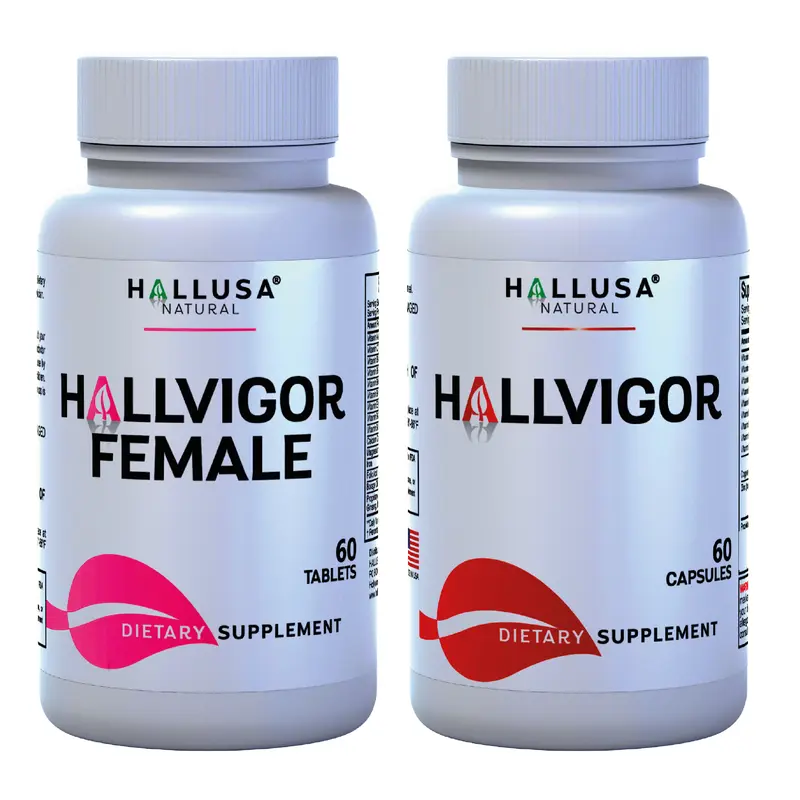 Hallvigor Men & Hallvigor Female x 120 Cap – Energy & Vitality Support for Men & Women – Dietary Supplement – Hallusa Natural