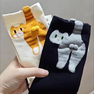 Cotton Three Pairs of Adorable Cat-Patterned  for Cat Lovers Casual Fun Animal- Perfect for Daily Wear & Outdoor Sports Comfortable & Versatile Everyday Style  Tall Cotton Halloween  Extra Long Compression Football     with Grips