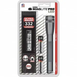 MAGLITE Clear LED Bulb, 272 Lumens, Mini Flashlight Gray Aluminum Body, 2 AA Alkaline Batteries Included SP2P09H