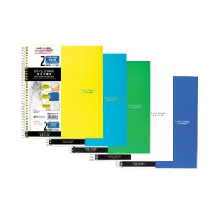 Mead Wirebound Notebooks,100 Sheets - Wire Bound - 9 1/2" x 6" - White Paper - Assorted Cover - Pocket, Stiff-back, Perforated, Pocket Divider - 1 Each