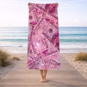 1 trendy pink light spot US dollar bill pattern beach blanket, beach mat, large towel specially designed for fitness, portable swimming, and travel, beach towel for fitness and seaside use, shawl wrap