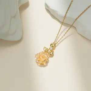 free  shopping  spree Red Rose Necklaces for Women Gold Trendy Cute Dainty Rose Flower Pendant Necklace Valentines Day Birthday Jewelry Gifts for Wife Girlfriend