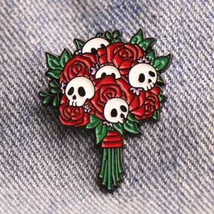 Metal Brooch Backpack Badge Skull Rose Halloween Accessories Gift for a Friend