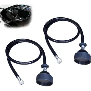 2 Pcs Shampoo Bowl Sprayer Head with Black Rubber Hose Kit 1/4" Thread for Salon Sink Barber Shop Spa Basin & Most Commercial Shampoo Systems