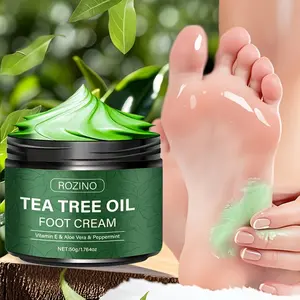 50g tea tree oil foot cream, containing vitamin E, aloe vera and mint ingredients, moisturizes and hydrates, soothes dryness, repairs cracked skin, improves foot skin, and is refreshing without greasiness