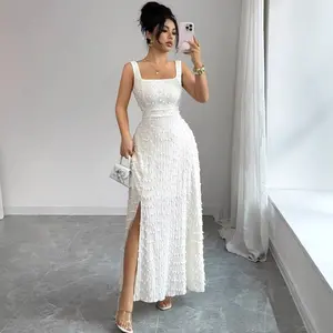 Women's New Summer Solid Color Strapless Sleeveless Cami Dress, Waist Slim Hip Hugging Design(Gift)