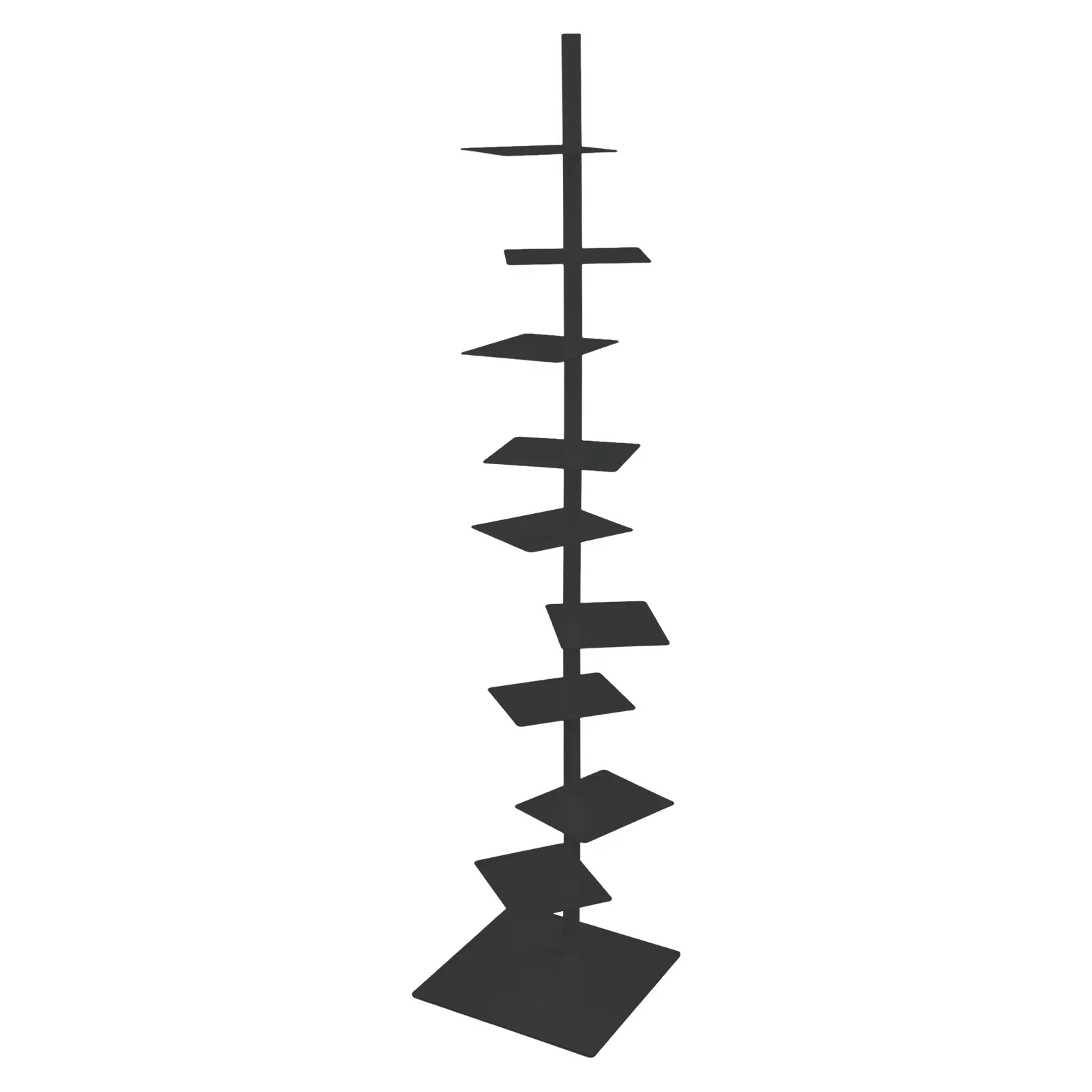 9-tier 360° rotating bookshelf, black metal floor-standing cabinet with heat-baked finish for rust protection, suitable for storing books and plants, ideal for living rooms and home offices