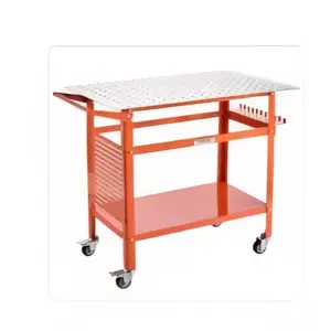 VEVOR Welding Table,  40" x 24" Welding Workbench Table with 800LBS Static Weight Capacity, Movable Steel Work Bench with 4 Wheels (2 with Brake), Double-Layer Storage Board and 5/8-inch Fixture Holes