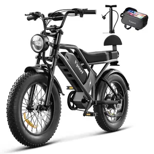 DXH Electric Bike for Adults with 1500W Peak Motor 48V 18Ah Battery 20" Fat Tires 7-Speed Transmission Up to 32MPH 68+ Miles Range All-Terrain E-Bike,High-Speed Dual-Moto Fat Tire E-Bike