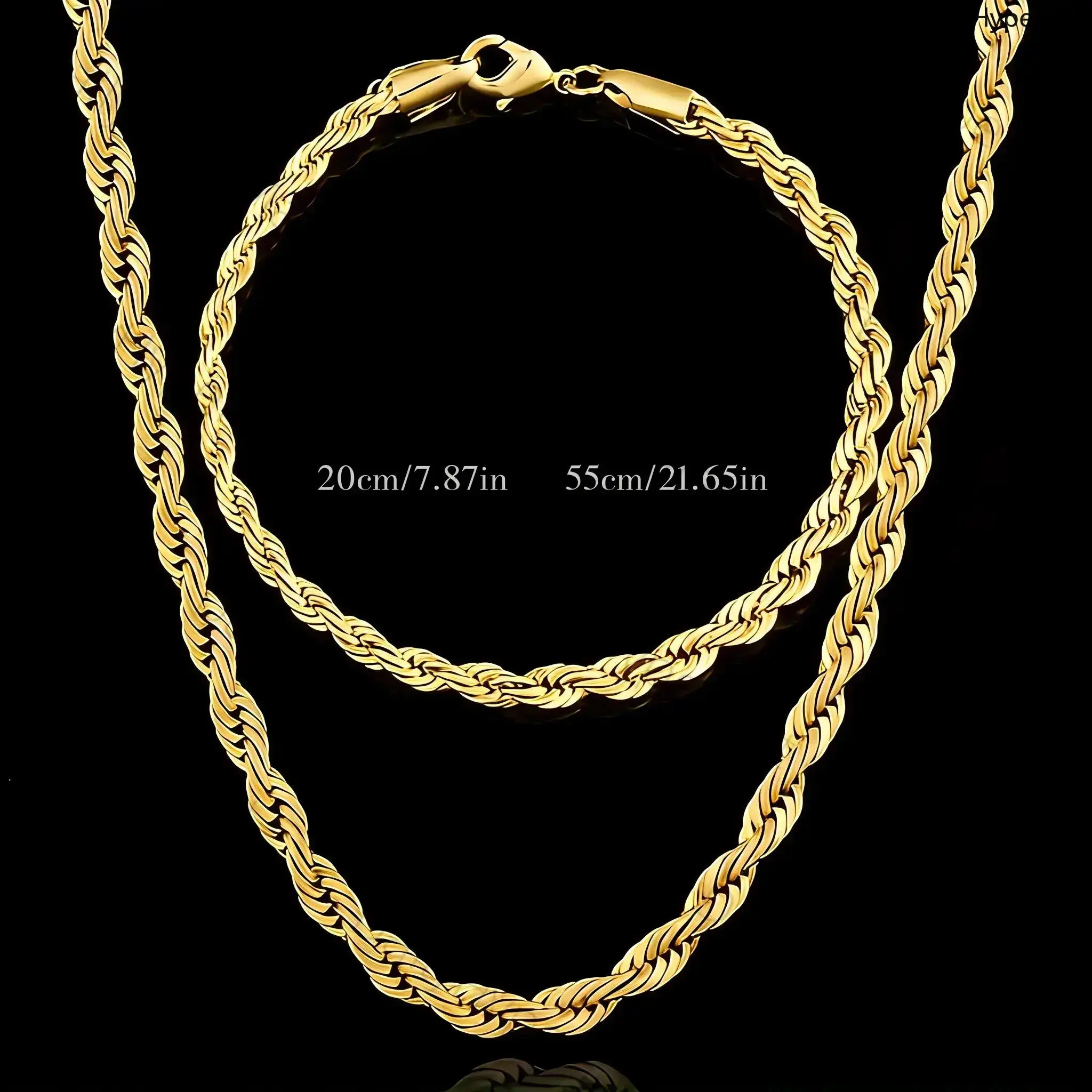 Unisex 18K Gold-Plated European Twist 2-Piece Necklace & Bracelet Set, Luxury Jewelry Ideal for Bridal Engagement Gifting, Two Piece Sets