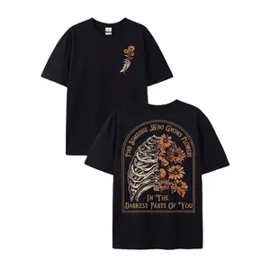 Find Someone Who Grows Flowers Rib Sunflowers Pattern Printing Street Style Washed T-shirt 230g  Suitable for Leisure, Outdoor Street, Party, Holidays, Gifts and Other Scenes.,summervibes