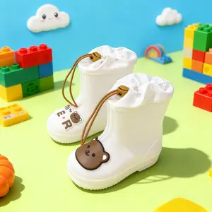 A pair of children's cartoon rain boots, girls' and boys' water shoes, suitable outdoor rainy day activities, school outfits, rain boots girls and kids.