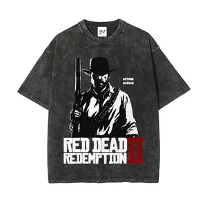 Arthur Morgan Red Dead Redemption 2 Oversize Unisex Washed T-Shirt for Women and Men's Unisex Fit Batik Cotton