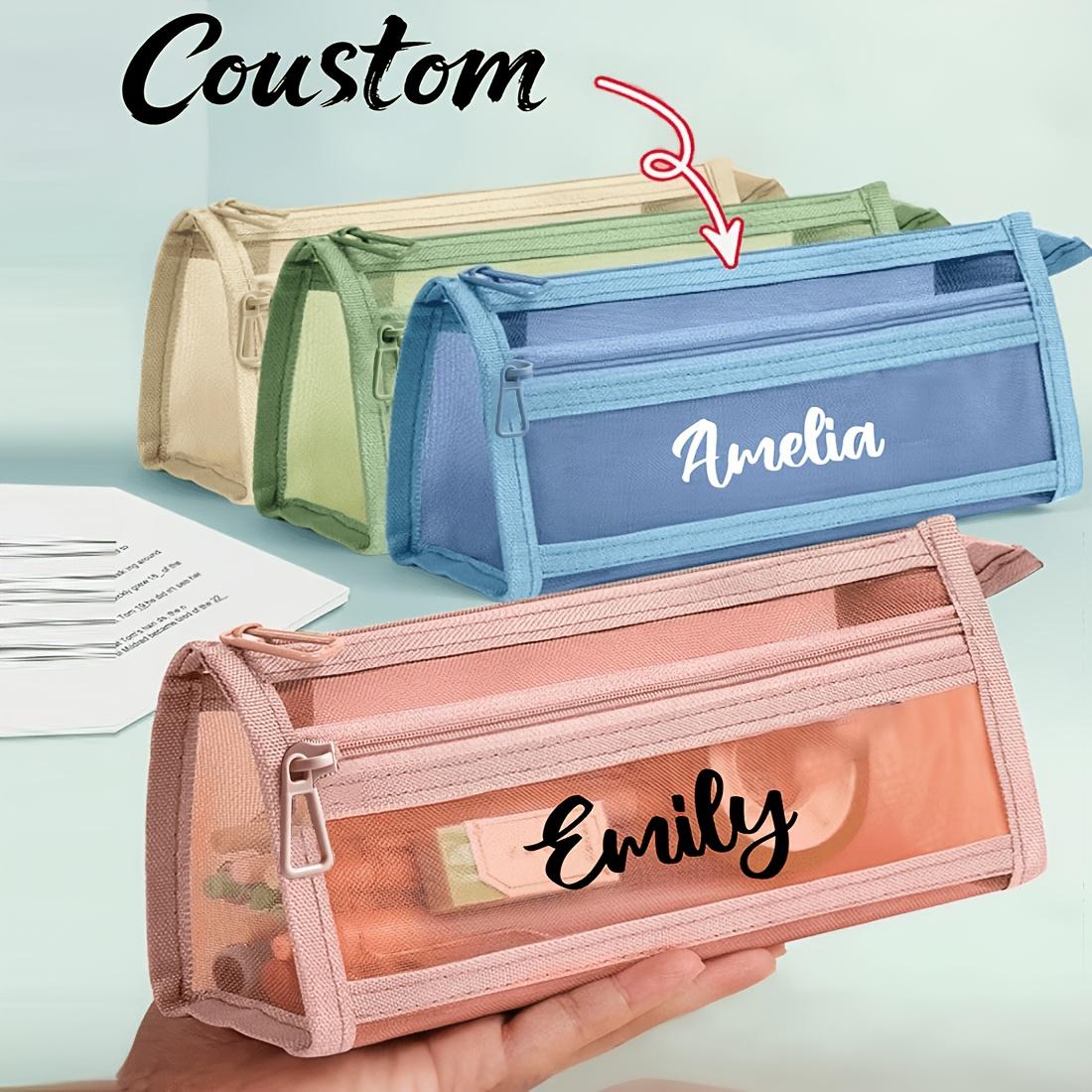 Customizable Transparent Pencil Case with Name, Random Styles, Essential for Exams/student Stationery,