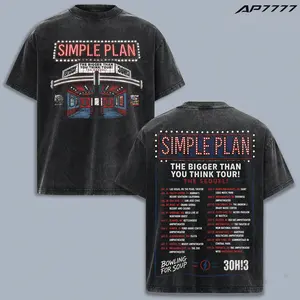 Simple Plan The Bigger Than You Think Tour The Sequel 2026 T-Shirt - Official Concert Merch with Bowling For Soup & 3OH!3, Unisex Oversized Vintage Black Tee, Soft Cotton Crewneck Music Fan Gift