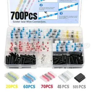 700PCS Solder Seal Wire Connectors-haisstronica Waterproof Heat Shrink Butt Connectors-Self Solder for Marine, Aircraft, Boat, Truck, Stereo, Joint