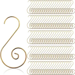 Ornament Hooks, Christmas Ornament Hangers, Christmas Tree Hanger Baubles Ball Metal Hooks Xmas Decoration S Hooks, 45mm 100 count