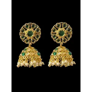 DER794 Mona polki jhumka - green ( READY TO SHIP )