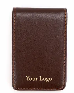Personalized Business Card Holder made of PU leather, featuring a slim pocket design in Brown or Black color with a magnetic closure, ideal for organizing office credit cards, IDs, and name cards.