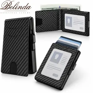 Men's RFID Blocking Pop-Up Wallet with Money Clip, Minimalist Aluminum Slim Credit Card Holder, Perfect Gift for Men
