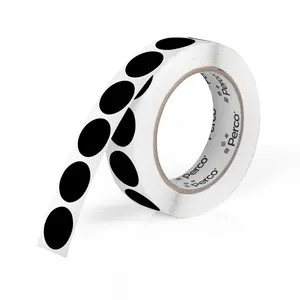 Perco 1-Inch Round Circle Dot Sticker Labels with Easy Peel Perforation 1000 Labels per Roll Strong Adhesion Vibrant Black Colors for Organizing Crafting Made in USA