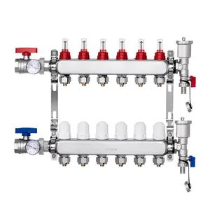 Six-Branch Radiant Heat Manifold 1/2-Inch PEX Tubing Floor Heating Manifold Set, Multi-Port Distribution Manifold For Residential Underfloor Heating Systems, Durable Brass Construction, Easy Installation And Maintenance