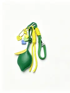 Lemon Heart Keychain Bag Charm, Cute Fruits Pattern, Handmade Assembly, All Seasons Accessory, Unique Gift Idea, Practical Key Decoration, Pu Leather Keychain
