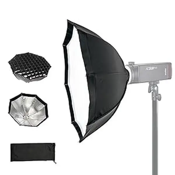 Godox AD S7 Multi Functional Softbox, 48cm Umbrella Softbox for Godox AD360II AD200 AD200Pro AD200Pro II AD200 Pro II | Honeycomb Grid, Compatible with Godox AD200 Pro II, AD200Pro, AD200, AD180 and AD360 Outdoor Flashes