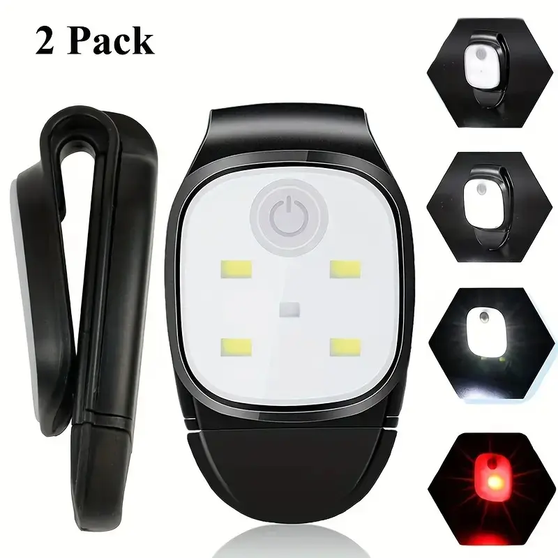 USB Rechargeable Hat Clip Light, 2 Counts Portable LED Hat Clip Light with 4 Lighting Modes, Night Running Light for Jogging, Walking, Camping