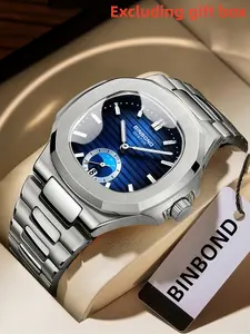 Men's Business Fashion Square Dial Quartz Watch, Business Fashion Watches, Square Dial Wristwatch, Fashion Waterproof Watch for Party, Daily Clothing Decor, Trendy All-match & Exquisite Stainless Steel Watch for Birthday Gift with Box