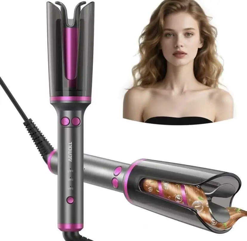 【Renhui】Rotating Automatic Hair Curler Fully Automatic Curling Stick 32mm Negative lonLarge Wave Curler with Beeping Tone Anti-CaldingHair Styling Tool