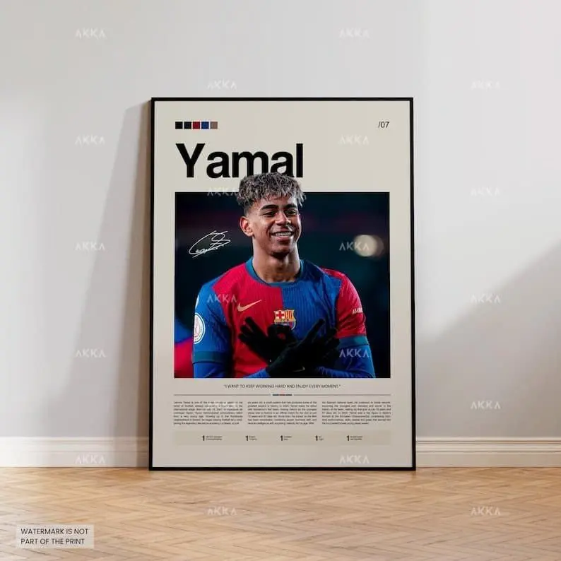 Lamine Yamal Barcelona Poster, FC Decor, Soccer Print