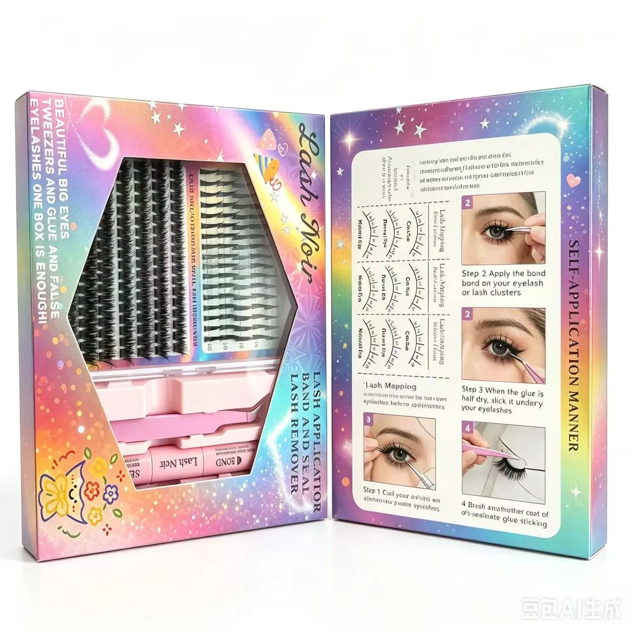 Beginner DIY Eyelash Extensions Kit Bundle, 240 Pcs Synthetic Natural Wispy Lash Clusters (C Curl, 10-18mm) with Bond, Seal, Remover, Tweezers, Abs-Friendly Waterproof Reusable Styling Cosmetic, Eyelashes Extensions, Nature, False Eyelashes & Adhesives