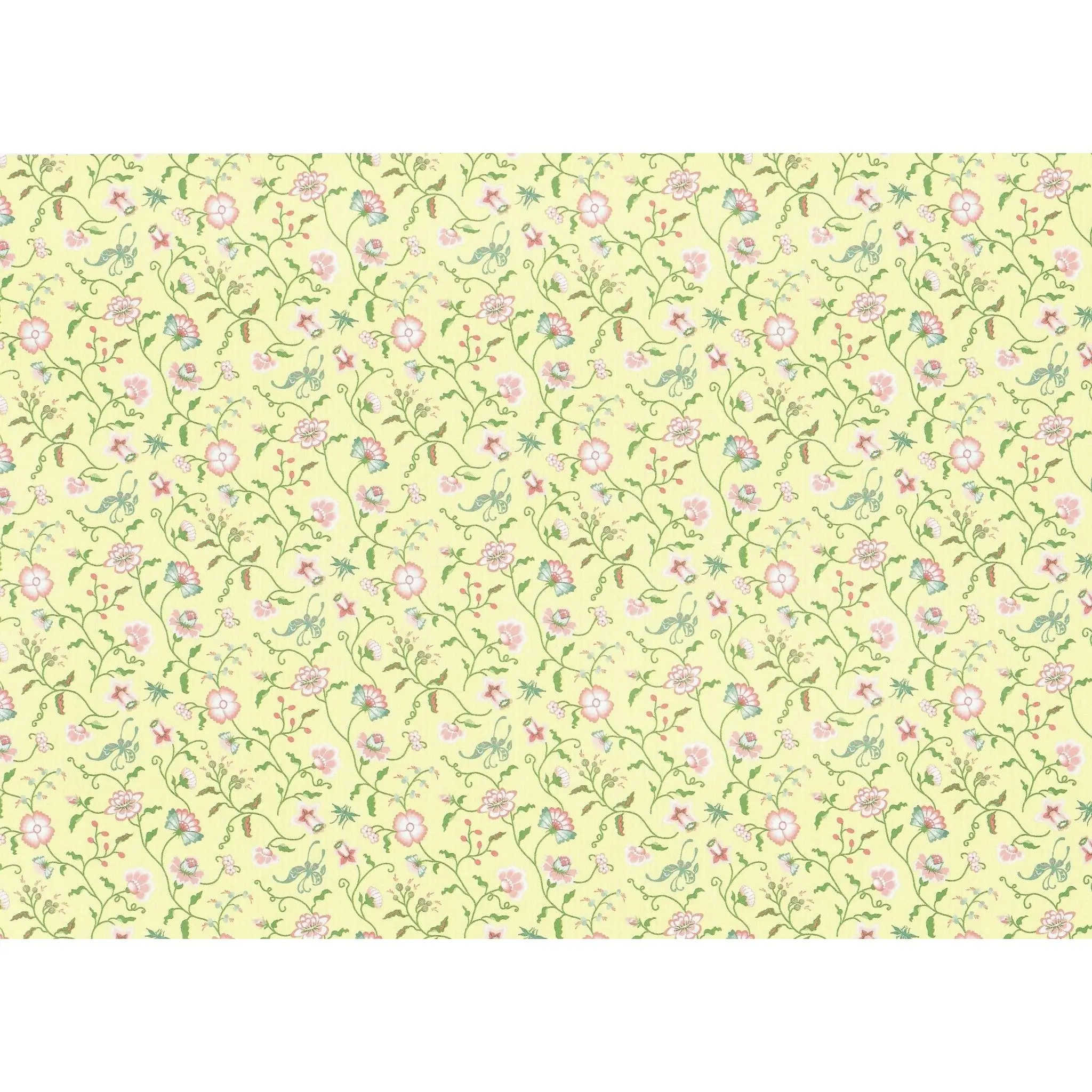 Dollhouse Wallpaper Brodnax "Papillon" Pale Yellow Floral 1:12 Scale Miniature French Country