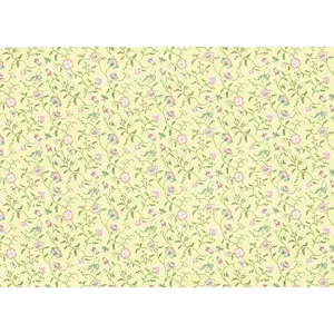 Dollhouse Wallpaper Brodnax "Papillon" Pale Yellow Floral 1:12 Scale Miniature French Country