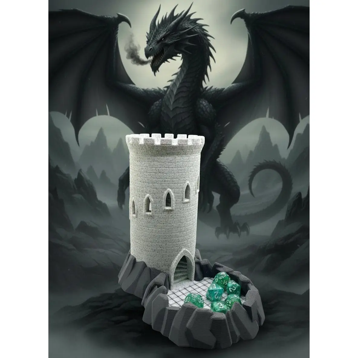 Castle Dice Tower with Rock Tray | 3D Printed D&D Dice Roller